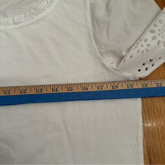 Talbots  White  Tee with Eyelet Sleeves - Petite Large New (v) - Picture 8 of 8